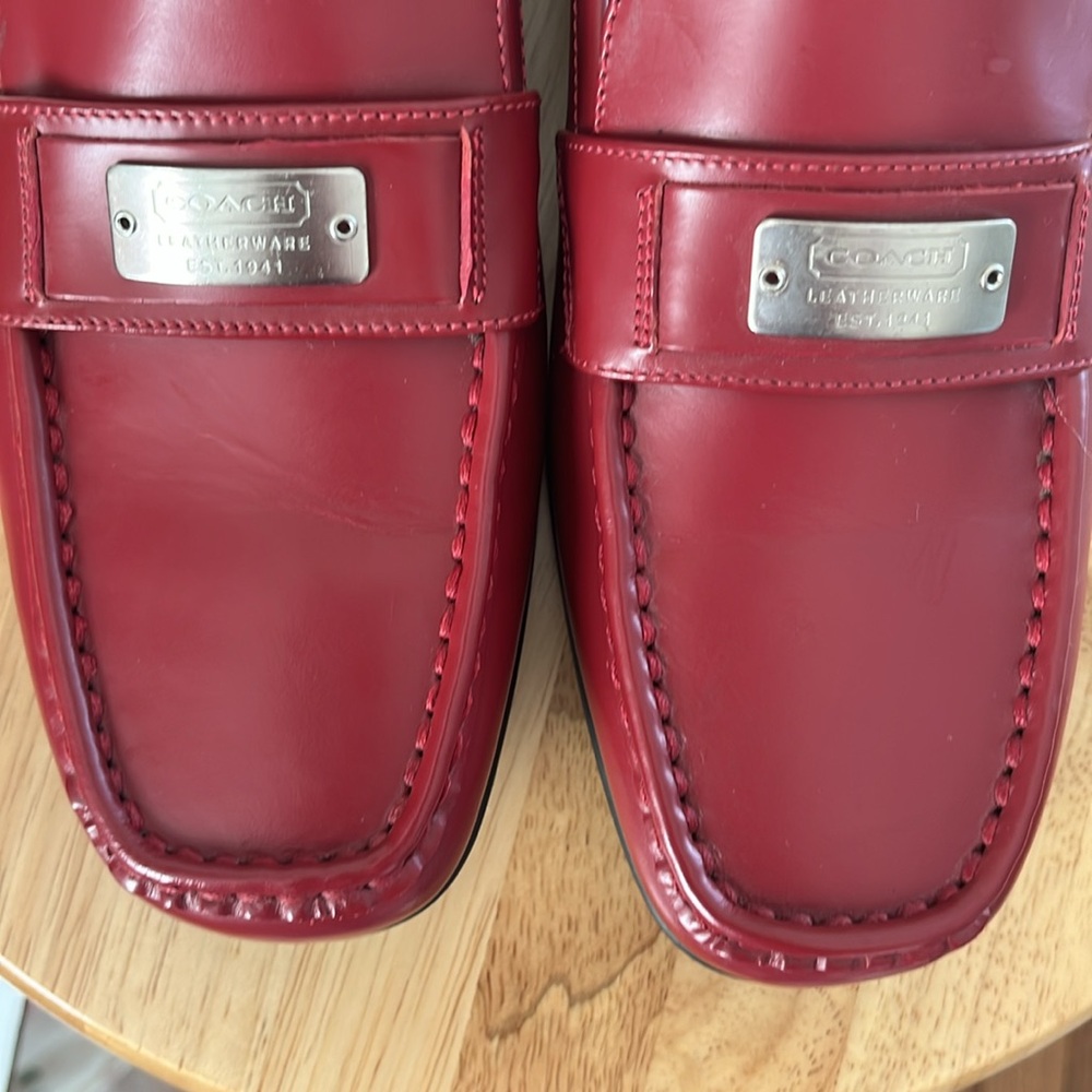 Coach Red Leather Loafers - Picture 4 of 16